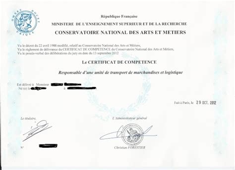 Certificat De Compétence