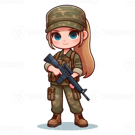 Ai Generated Cute Girl Soldier Character 39657371 Png