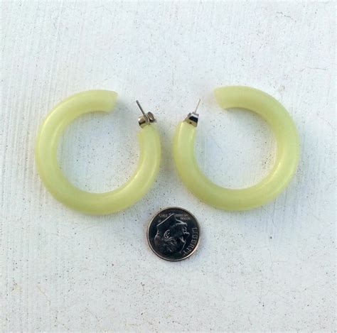 Glow In The Dark Lucite Hoop Earrings Frosted White Acrylic Etsy