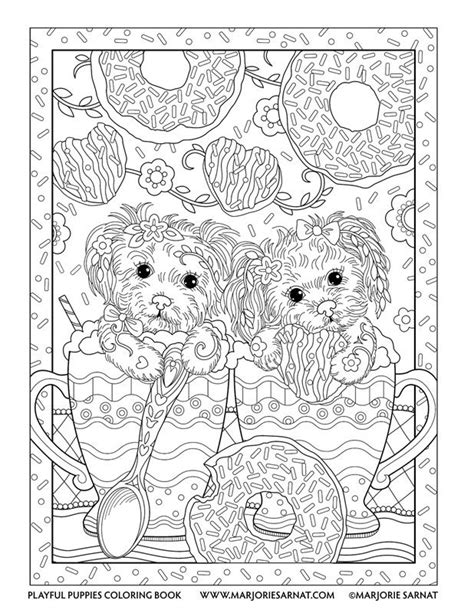 The puppy slides down from the mountain on its four paws. Coffee Pups : Playful Puppies Coloring Book by Marjorie ...