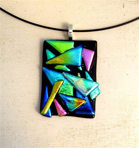 Geometric Fused Glass Pendant Necklace 2 By Fusedelegance On Deviantart Fused Glass Jewelry