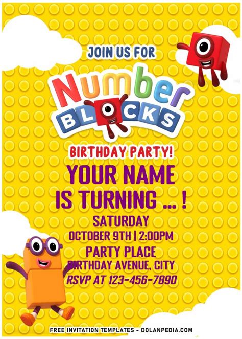 Free Editable Pdf Party With Numberblocks Birthday Invitation
