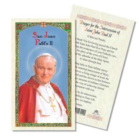 Saint John Paul Ii Laminated Prayer Card Discount Catholic Products