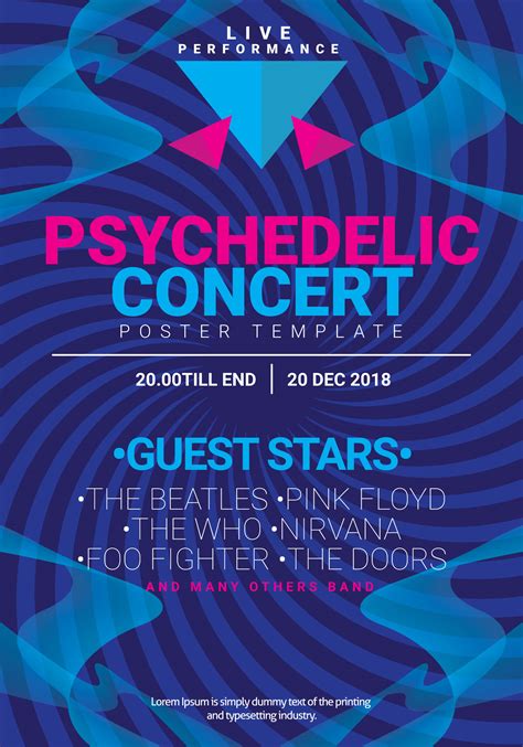 May 24, 2021 · the premier concert poster marketplace; Simple Psychedelic Concert Poster Template 186714 ...
