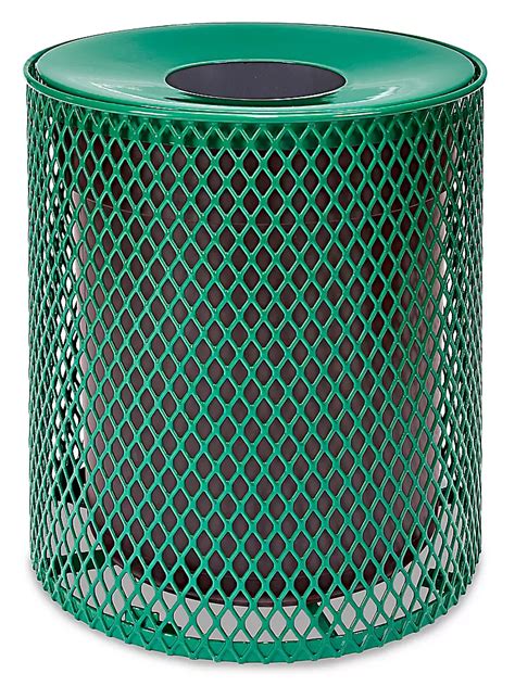 Thermoplastic Trash Can 32 Gallon Funnel Lid Green H 2293g Uline