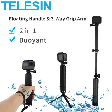 Telesin 3 Way Floating Hand Grip Arm Tripod Selfie Stick Gopro Hero 11