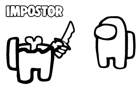 Impostor With Pistol And Knife Coloring Page Free Printable Coloring