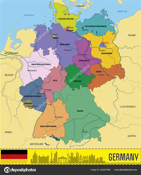 Political Vector Map Germany Regions Capitals All Layers Detachabel