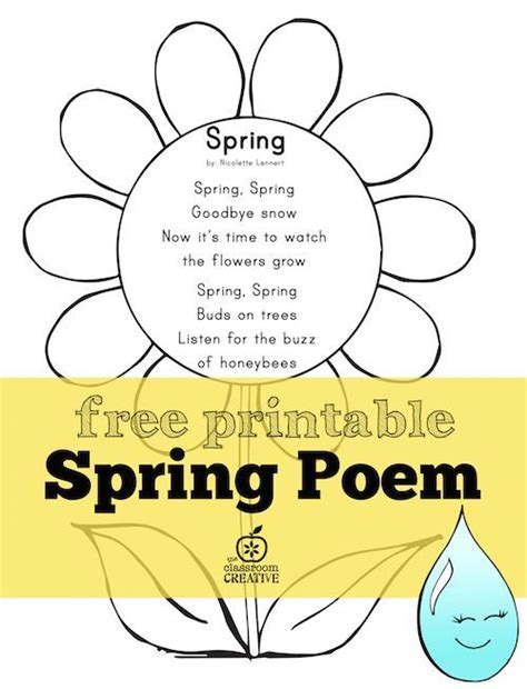 Spring Poem For Preschool Kindergarten And First Grade Kindergarten
