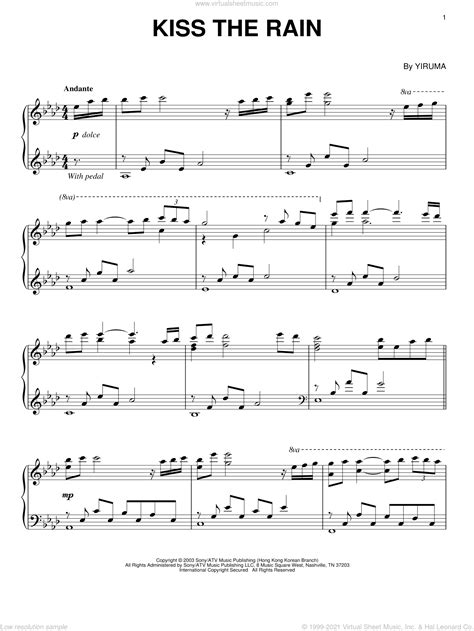 All instrumentations piano, vocal and guitar (144) guitar notes and tablatures (47) piano solo (33) c instruments (27) bb. Yiruma - Kiss The Rain, (intermediate) for piano solo interactive sheet music