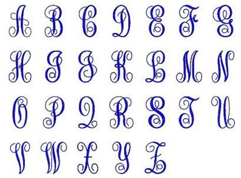 Fancy Monogram Initial Letters Font Machine Embroidery Design 4 Sizes