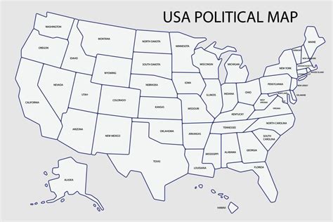 mapa político de los estados unidos de américa dividido por estado estilo de simplicidad de