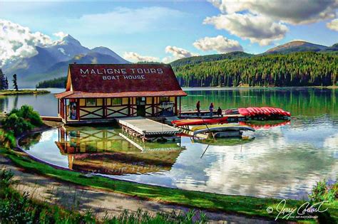 Maligne Lake Boat House Jasper National Park Alberta Canada Etsy