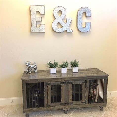 The Double Doggie Den™ Indoor Rustic Dog Kennel For Two Dog Furniture