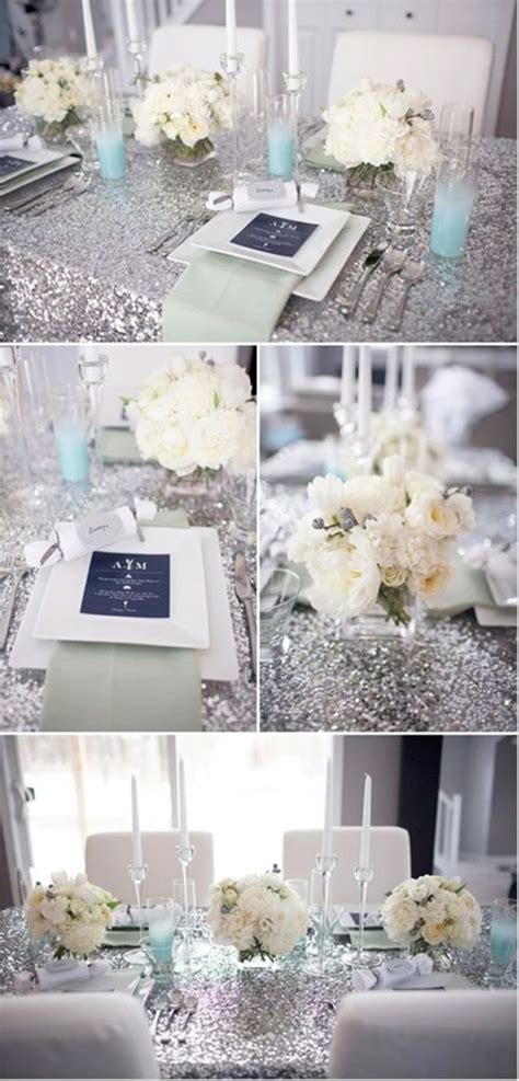 Sparkly Silver Table Linens Sparkly Wedding Decor Sparkly Wedding