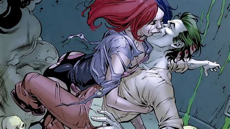 Illustration Women Anime Batman Joker Cartoon Kissing Dc Comics