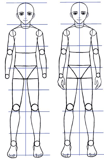 How to Draw Anime Guys: Body Proportions - Manga Tuts | Sketsa, Tubuh
