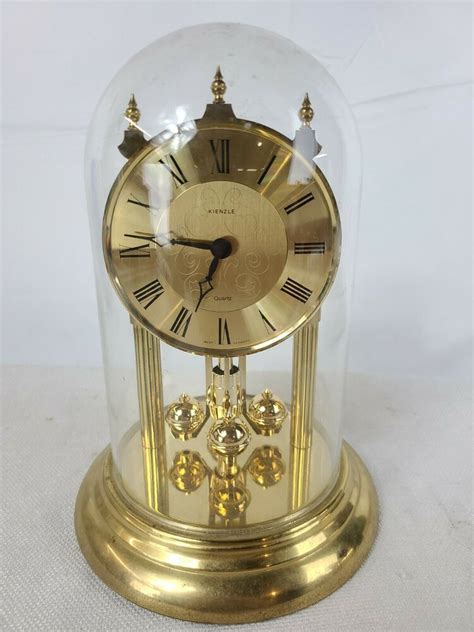 Kienzle Quartz Anniversary Clock Made In West Germany Glass Dome