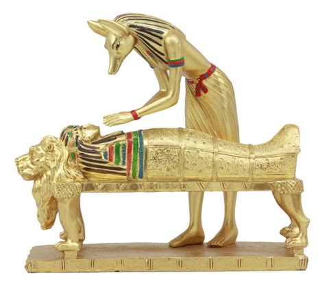 ebros ancient egyptian deity golden anubis embalming pharaoh mummy statue classical egyptian god