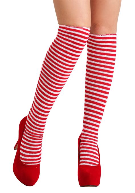 Witch Socks Red And White Striped