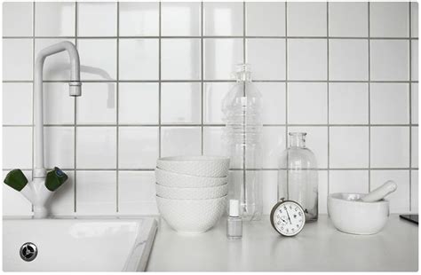 Your bathroom will thank you. Kitchen with white tiles and tap and grey grout | White ...