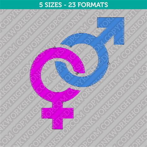 Male Female Gender Sex Symbol Embroidery Design 5 Sizes Instant Do Dnkworkshop