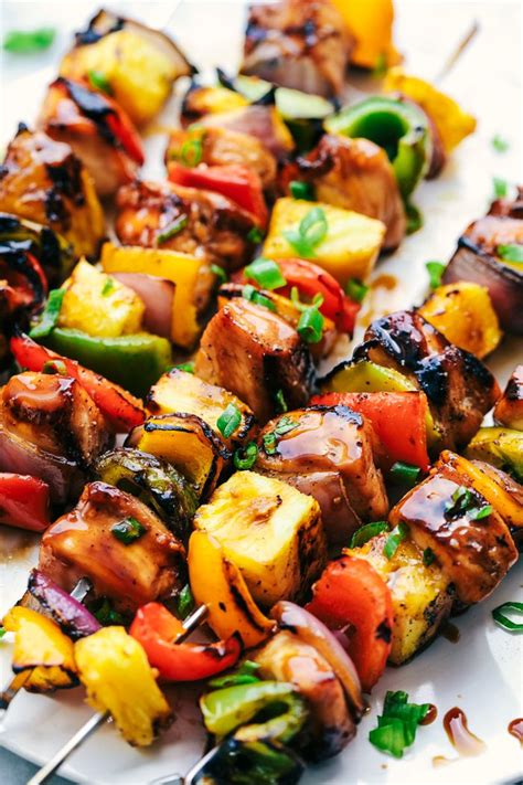 We love grilling kebabs for their ease and versatility. Hawaiian Teriyaki Chicken Skewers 4 | Grilled chicken ...
