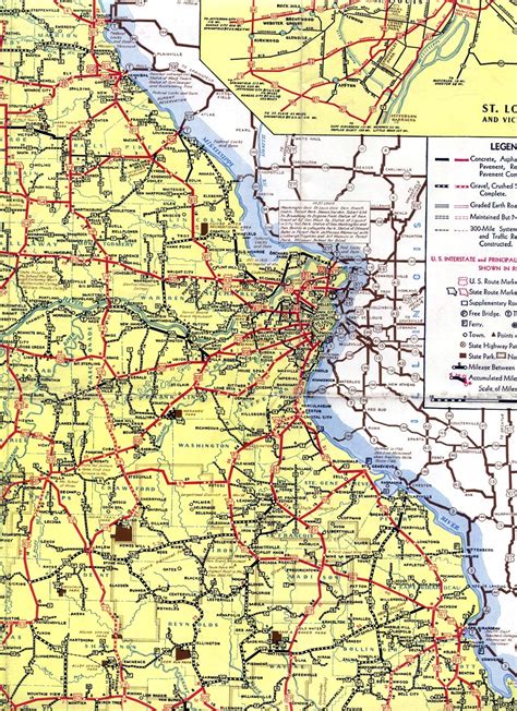 Missouri Highways Unofficial Section Of 1940 Official Highway Map