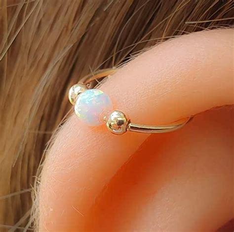 Amazon Com Opal Cartilage Earring Hoop K Gold Filled Cartilage