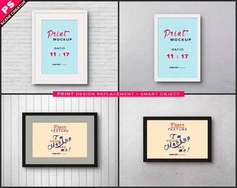 11x17 Frame On Wall Photoshop Print Mockup Vertical And Etsy Frames