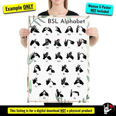 Bsl Sign Language Alphabet Chart Bsl Abcs Sign Language Etsy