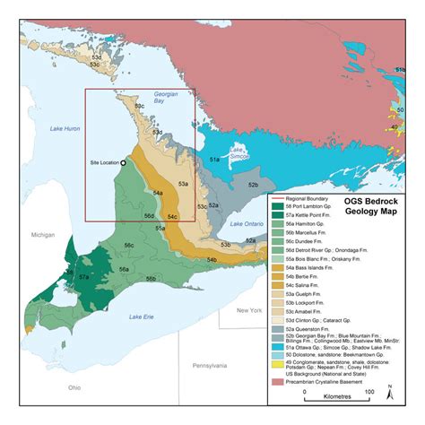 Geological Map Of Southern Ontario Showing Dgr Regional Study Area And