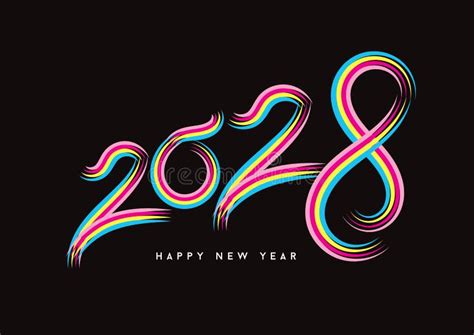 2028 Text Logo Hand Sketched Numbers Of New Year New Year 2028