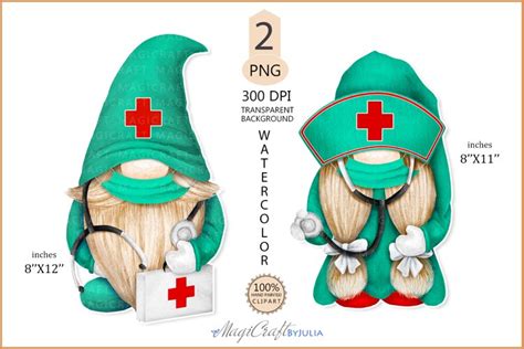 Medical Gnomes Png Cute Gnome Doctor Nurse Clipart