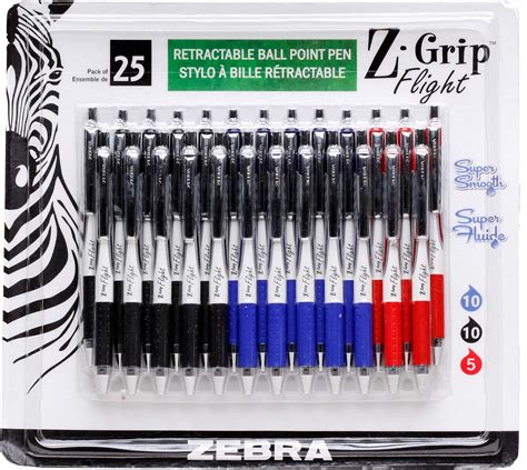 Zebra Retractable Ball Point Pens Z Grip Flight 25