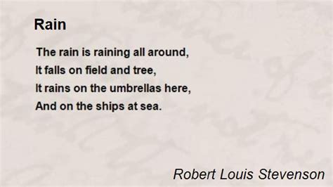 Rain Poem By Robert Louis Stevenson Poem Hunter Robert Louis