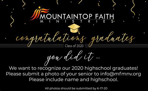 Congratulations Seniors Mountaintop Faith Ministries