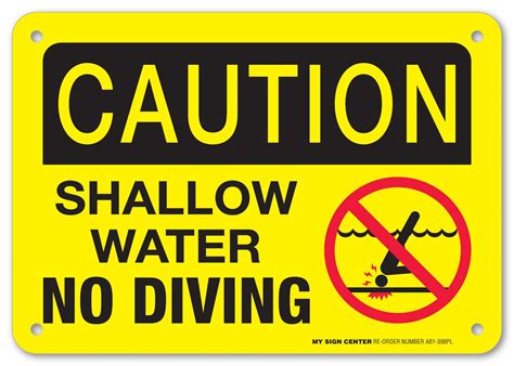 Caution Shallow Water No Diving Pool Rules Sign 7x10 060 Heavy