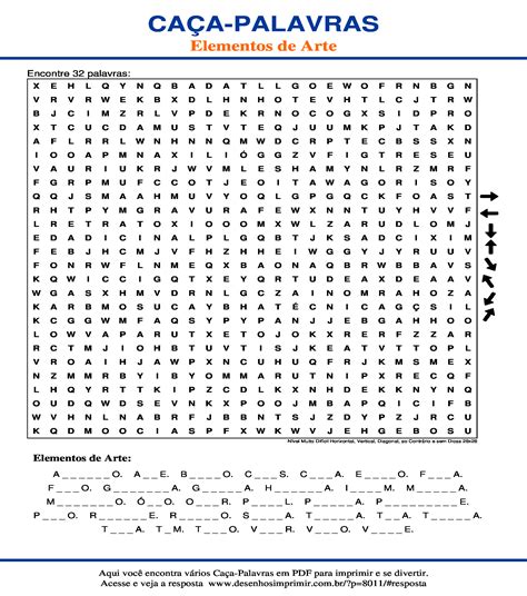 Caça Palavras Elementos de Arte Desenhos Imprimir