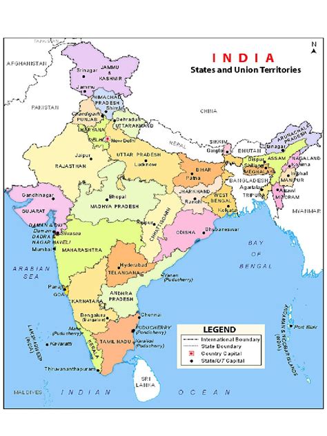 Political Map Of India With States And Their Capitals Images