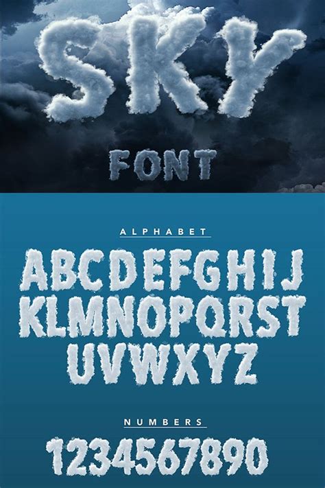 Sky Cloud Font Typography Design Tutorial Cloud Font Graphic