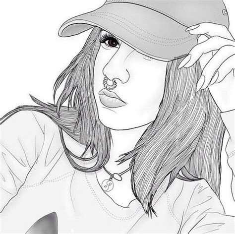 Cute tumblr girl coloring pages see more images here : outline, girl, and draw image | Outline drawings, Tumblr ...