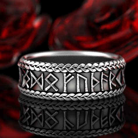 Viking Rune Ring Silver Rune Wedding Band Magical Jewelry Rune