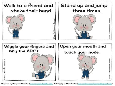 Free following directions activities by learning specialist materials. Carrie's Speech Corner: The Mouse Gets the Cheese: A ...