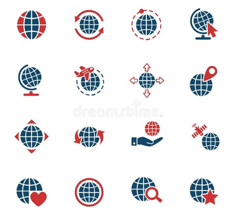 Globes Icon Set Stock Vector Illustration Of Asia Flat 88251108