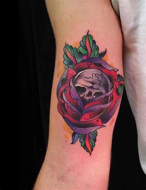 Skulls and roses, colorful day of the dead card. 31 Supreme Skull Rose Tattoos Gun, Candy