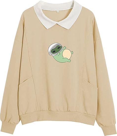 Kiekiecoo Cute Pullover Frog Hoodies For Women Teens Girls With Pocket