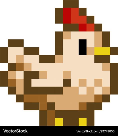 Pixel Chicken Hen Brown 8 Bit Royalty Free Vector Image