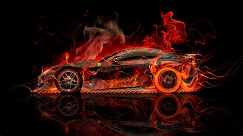 Ferrari F12 Berlinetta Side Super Fire Abstract Car 2015