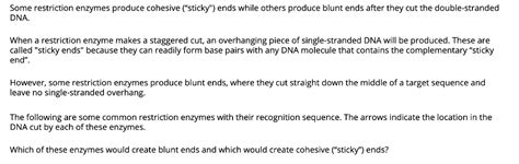 Simple molecules contain only a few atoms held together by covalent bonds. Solved: Drop Down Menu Options Is "blunt Ends" Or "cohesiv ...